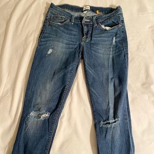 Sneak Peak low rise distressed jeans size 5
